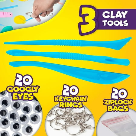 Creative Kids Air Dry Clay Modeling Crafts Kit For Children - Super Light Nontoxic - 30 Vibrant Colors & 3 Clay Molding Set, Bulk
