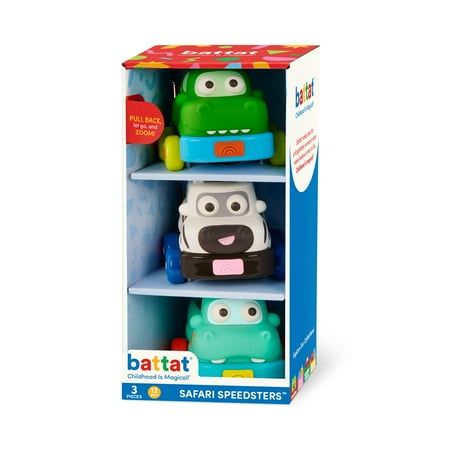 Battat Safari Speedsters 3 Pull-Back Animal Cars, Play Vehicles Baby and Toddler Toys