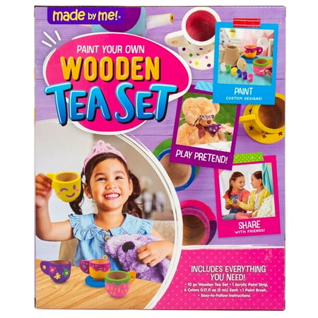 Made by Me Paint Your Own Wooden Tea Set, 19 Pieces, Child, Ages 6+