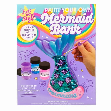 Just My Style Paint Your Own Mermaid Bank Art Kit, Child, Ages 6+