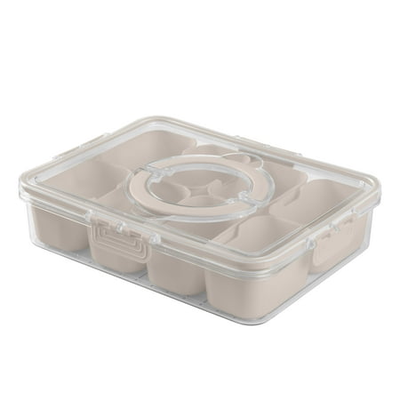 Cook With Color 8-Compartment Snackle Box, Charcuterie Container, Divided Serving Tray with Lid & Handle, TaupeGray,
