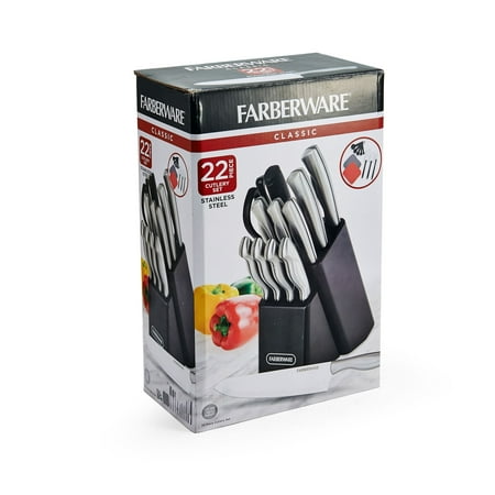Farberware Classic 22 Piece Stamped Stainless Steel Knife Set and Utensil Set