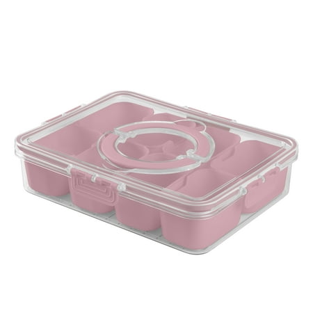 Cook With Color 8-Compartment Snackle Box, Charcuterie Container, Divided Serving Tray with Lid & Handle, PinkPink,