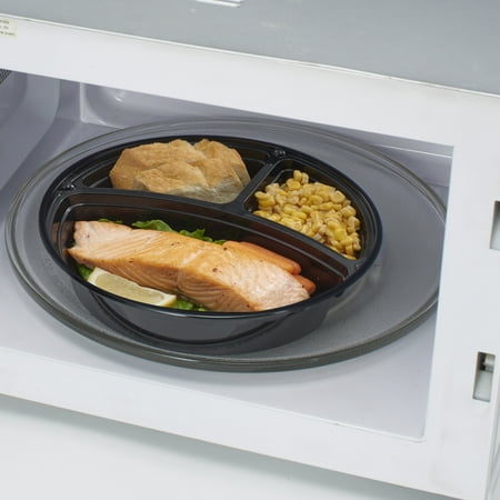 Mainstays 3-Compartment 1L Round Meal Prep Food Storage Container, 5 Pack