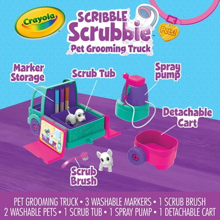 Crayola Scribble Scrubbie Grooming Truck Toy, 10 Pcs, Toys for Kids, Craft, Gifts for Girls and Boys, One Size
