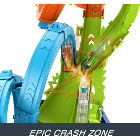 Hot Wheels Action 4-Loop Crash Out Track Set with Motorized Booster & 1:64 Scale Toy Car