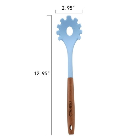 The Pioneer Woman 10-Piece Silicone and Acacia Wood Handle Cooking Utensils Set, Blue