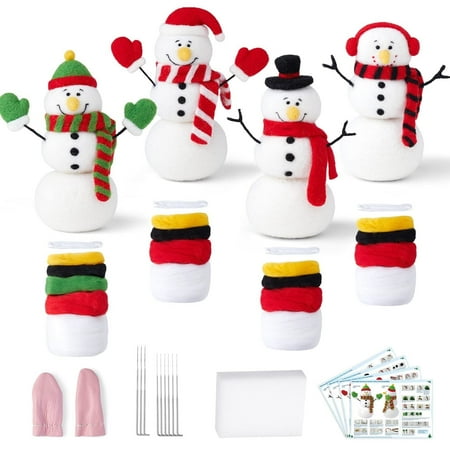 UnityStar Needle Felting Kit, Christmas Snowman Needle Felting Kit for Beginners for Christmas Festival DIY Crafts Gift