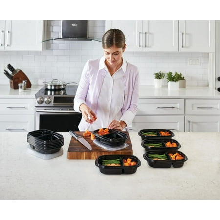 Rubbermaid TakeAlongs, 3.7 Cups, Meal Prep Food Storage Container with Built-In Divider (Includes 10 Containers + 10 Lids)