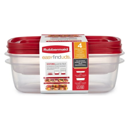 Rubbermaid EasyFindLids Food Storage Container Value Pack with Lids, 1-8.5 (2.0 Liter) Cup, 1-5.5 Cup (1.3 Liter)