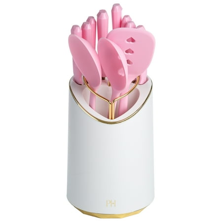 Paris Hilton 12 Piece Knife and Kitchen Utensil Set with Caddy, Pink