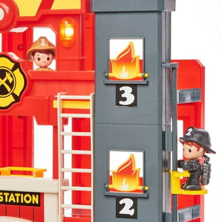 Kid Connection Fire Station Emergency Vehicle Playset with Light & Sound. 31 Pieces, Toddler Toys, Age 3+