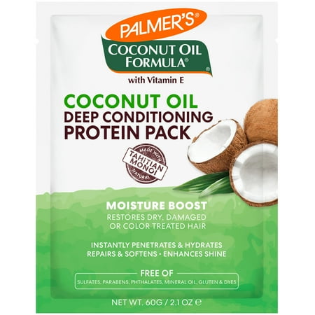 Palmer's Coconut Oil Formula Moisture Boost Protein Pack, Hair Treatment for Dry, Damaged, Over-Processed and Colored Hair, 2.1 OZ