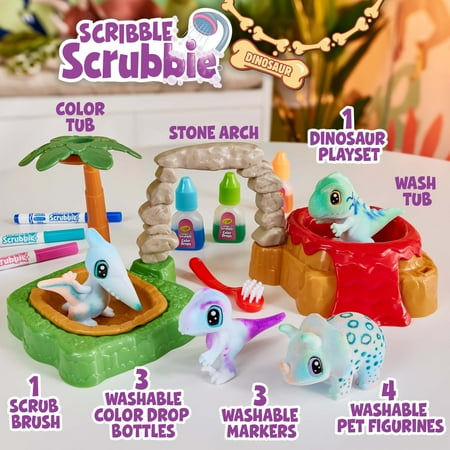 Crayola Scribble Scrubbie Dinosaur Island Toy Set, Dino Toys, School Supplies, Easter Toys, Easter Basket Essentials
