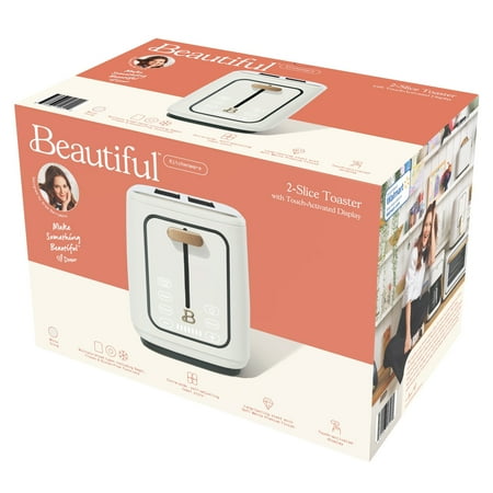 Beautiful 2 Slice Toaster with Touch-Activated Display, White Icing by Drew Barrymore, White
