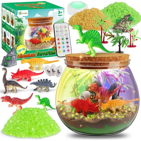D-FantiX Dinosaur Toys Terrarium Kit, LED Dino Night Light, DIY Arts and Crafts Science Projects Kit, Birthday for Boys Age 3 4 5 6 7 8-12 Year Old