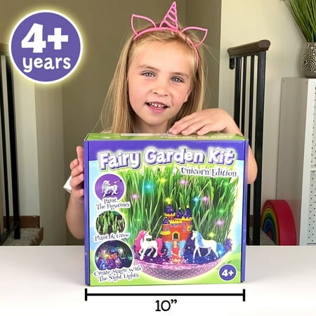 Bloonsy Unicorn Fairy Garden Kit for Kids, Light Up Fairy Unicorn Terrarium Kit, Science STEM Toys Presents, Unicorn Arts and Crafts Project for Little Girls Age 4 5 6 7 8-12 Year Old Girl Gift