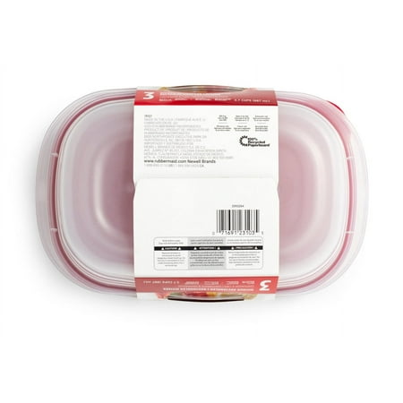 Rubbermaid Take alongs Divided Rectangular Food Storage Containers, 3.7 Cup, 3-Pack