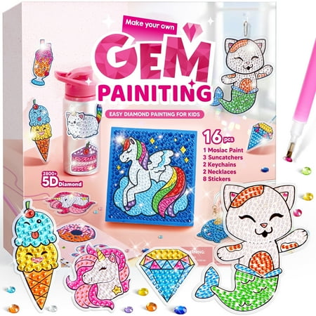 Joyfy 16 Projects Big Gem Art,5D Gem Painting Activities Kits for Kids, Diamond Arts And Crafts Gift for Girls 6-12