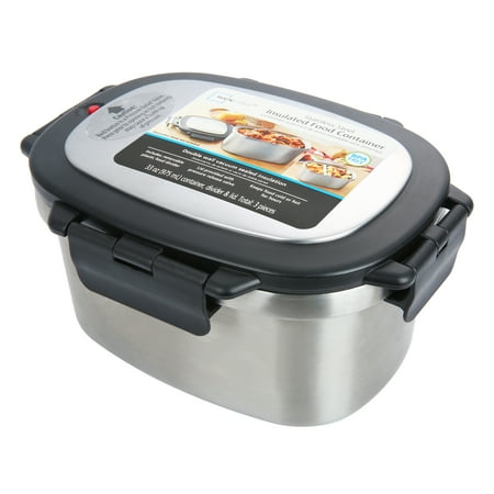 Mainstays 33 oz Rectangular Insulated Food Container, Stainless Steel