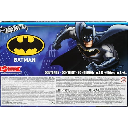 Hot Wheels 1:64 Scale Batman-Themed Toy Vehicles, Set of 10