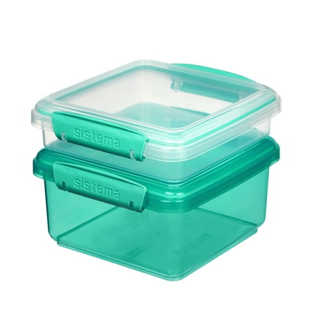 Sistema Klip It Lunch Plus with Sandwich Plastic Food Storage Containers, Set of 2