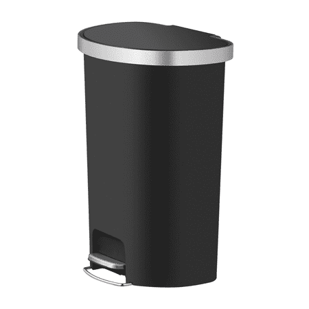 Better Homes & Gardens 14.5 Gallon Trash Can, Plastic Step On Kitchen Trash Can, Black, Black