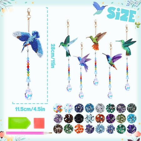 Diamond Art Craft Kits for Girls Ages 6 7 8 9 Gems Wind Chimes Kit for 7-8-9-10 Girls Kids Birthday Gifts Ideas for 6-7-8-9-10 Year Old Girls Arts and Crafts Kits for Kids