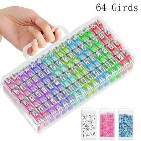 ARTDOT 64 Grid Diamond Painting Storage Kits, Embroidery Box Accessories, Portable Storage Organizer for DIY Art Craft, S, 64 Grids?square?