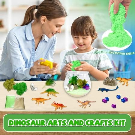 Dinosaur Terrarium Kit, DIY Crafts for Kids, Arts and Crafts Birthday Gift for Girls Ages 4 5 6 7 8-12 Year Old