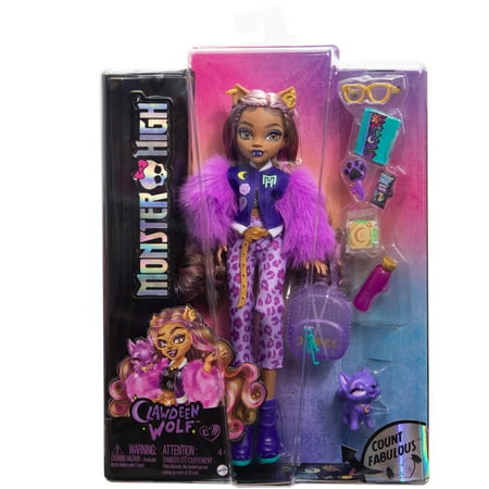 Monster High Clawdeen Wolf Fashion Doll with Pet Dog Crescent, Backpack and Other Accessories