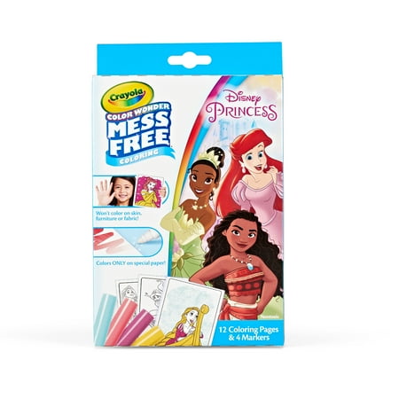 Crayola Color Wonder Disney Princess Mini Box Set, Easter Basket Stuffers, 12 Pgs & 4 Markers, Child
