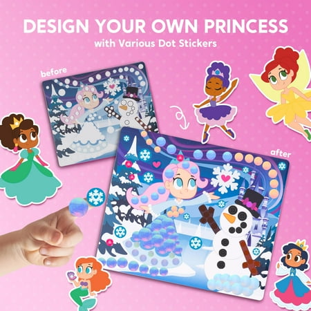 Joyfy Unicorns and Princess Dot Markers, Over 1470 Pcs Sticker Poke A Dot Book, Ages 3-5 Toddler Arts And Crafts Supplies, Birthday Gifts