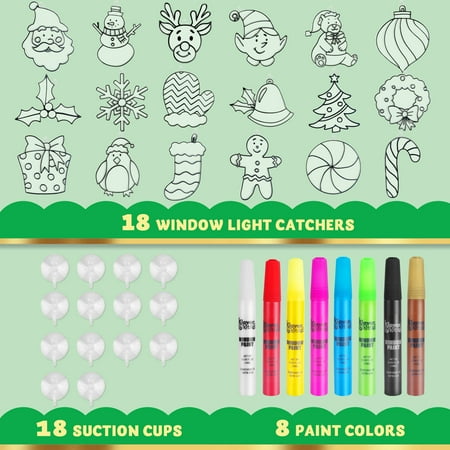 Joyfy Christmas 18 PCS Window Sun Catchers DIY Paint Art and Craft Kit
