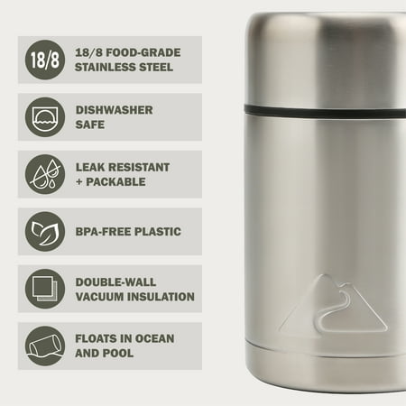 Ozark Trail 22 oz Double-Wall Vacuum-Insulated Stainless Steel Food Jar, Durable & Insulated, Perfect for Camping & Sports
