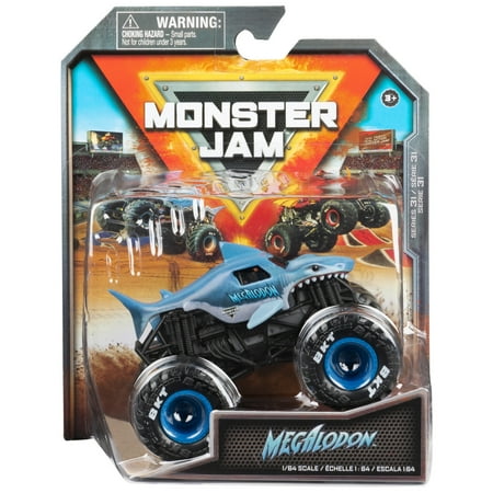 Monster Jam, Official Megalodon Monster Truck, Die-Cast Vehicle, 1:64 Scale, Kids Toys for Boys Ages 3 and up, Blue