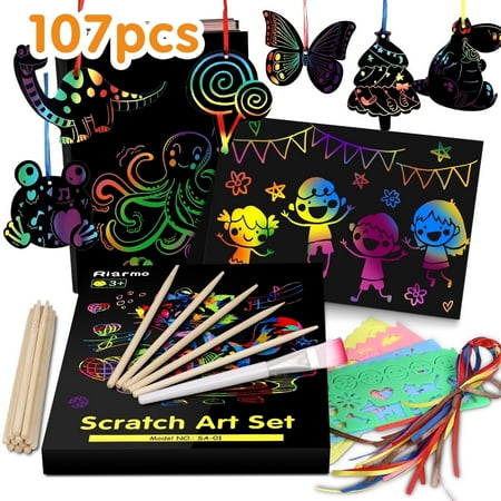 Swtroom Rainbow Magic Scratch Art Craft Kit, 107 Piece