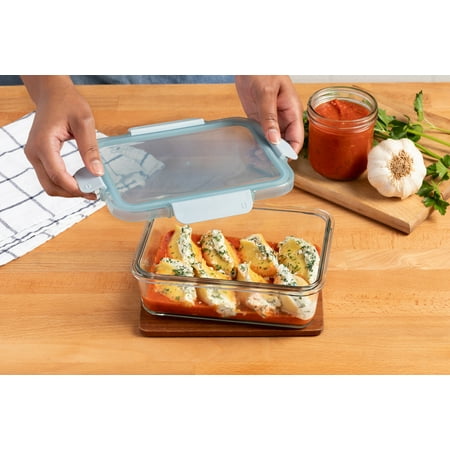 Ello Color Lock 5-Cup Glass Rectangle Food Storage Container