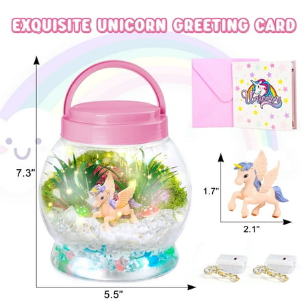 Freecat Light Up Unicorn Terrarium Kit, Unicorn Toys for Girls, DIY Art Crafts Christmas Gifts for Kids 3 4 5 6 7 8+