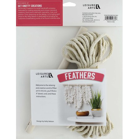 Leisure Arts Macrame Kit Feather, Macrame Kits For Adults Beginners, Wall Hanger Kit, Beginners Kit, Diy Kit Beginner, Other
