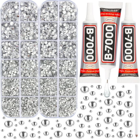 Flatback Rhinestones with Adhesive for DIY, Crafts, Decoration, Shoes, Nail Art and More, Clear