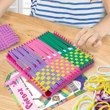 Weaving Loom Kits, 8 Colors Elastic DIY Loops Weaving Crafts Kit for Girls age 6-12,7" pot holder Loom Knitting Kits and gifts for kids and Beginner, Other