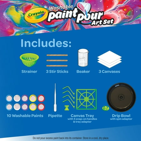 Crayola Washable Paint Pour Set, 20pc Paint Set, Art & Craft Kit, Creative Gift for Kids, 8, 9, 10, 11