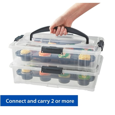 Mainstays Dessert Carrier, Rectangular Design, Clear Plastic with Dark Gray Handle and Clasps, Includes Slice-and-Serve Utensil (1 Each) 18" x 12" x 4.3"