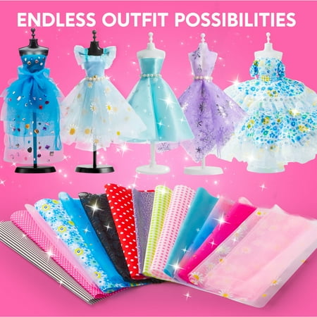 Joyfy Fashion Design Sewing Art and Craft Kit for Girls,Valentine's Crafts with 3 Mannequins