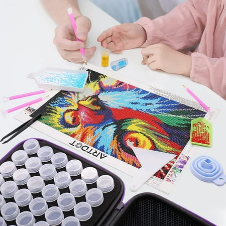ARTDOT Medium Bead Organizers Box (60 Jars) with Drill Supplies - Diamond Painting Storage Case & Tools Kit, Medium(60 Jars)