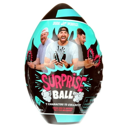 Dude Perfect Surprise Ball for Kids with 5 Toys + Sticker Pack, Unwrap Hidden Prizes and a Mystery Character, Collect All 7 Characters, Game for All Ages