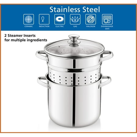 Mainstays 4-Piece Stainless Steel 8 qt Cooker Multipot Set