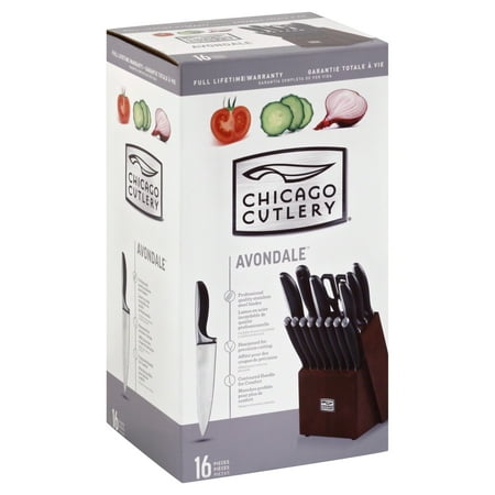 Chicago Cutlery Avondale 16-Piece Kitchen Knife Set with Wood Block