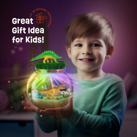 Dinosaur Terrarium Kit for Kids - Dinosaur Gifts for Boys - Birthday Gift for Boys Ages 4 5 6 7 8-12 Year Old - DIY Dinosaur Toys for Boys - Arts and Crafts Kit for Kids